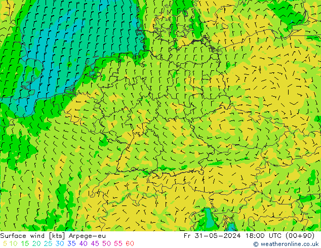 Surface wind Arpege-eu Pá 31.05.2024 18 UTC