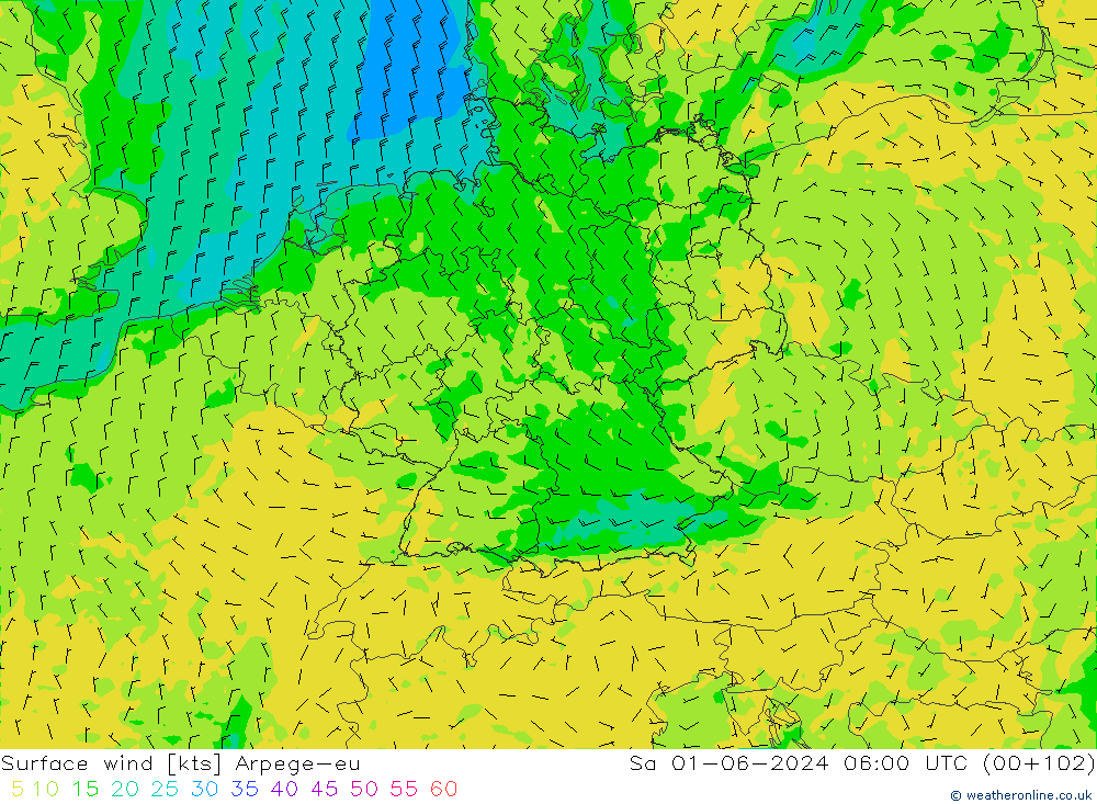  10 m Arpege-eu  01.06.2024 06 UTC