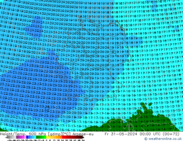 Height/Temp. 500 hPa Arpege-eu Fr 31.05.2024 00 UTC