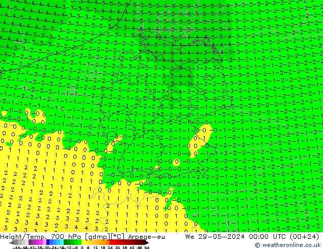 Height/Temp. 700 hPa Arpege-eu Qua 29.05.2024 00 UTC