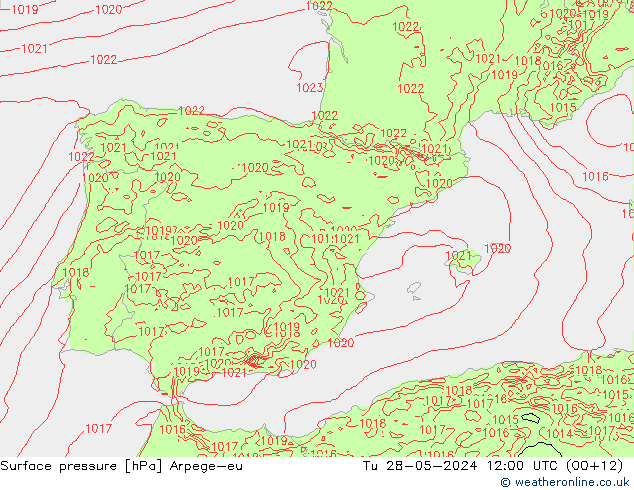 Surface pressure Arpege-eu Tu 28.05.2024 12 UTC