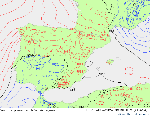 Yer basıncı Arpege-eu Per 30.05.2024 06 UTC