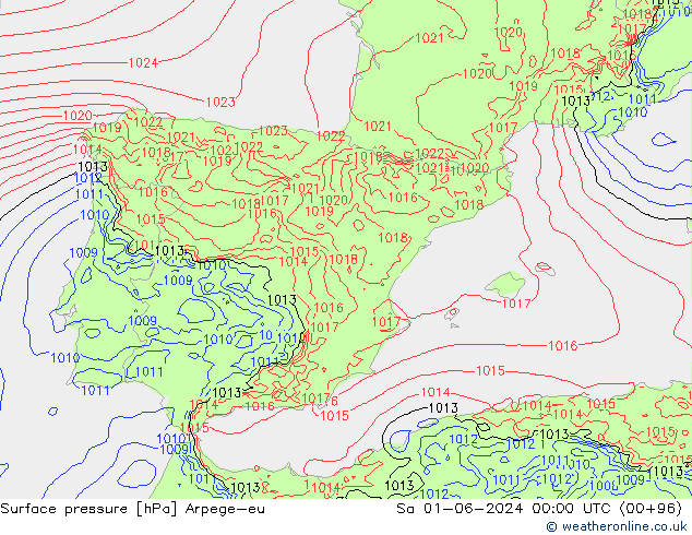 Surface pressure Arpege-eu Sa 01.06.2024 00 UTC