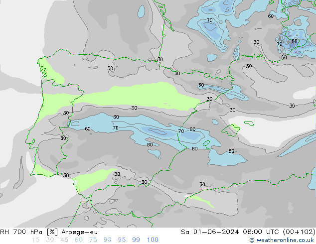 RV 700 hPa Arpege-eu za 01.06.2024 06 UTC