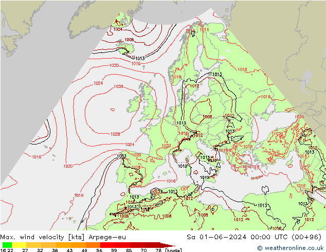 Maks. Rüzgar Hızı Arpege-eu Cts 01.06.2024 00 UTC