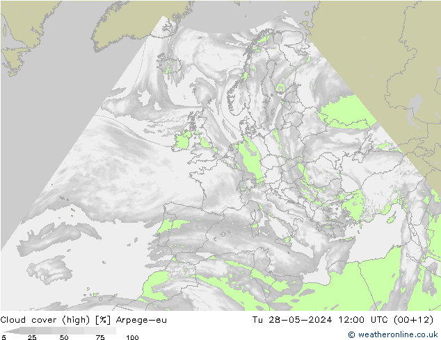 vysoký oblak Arpege-eu Út 28.05.2024 12 UTC