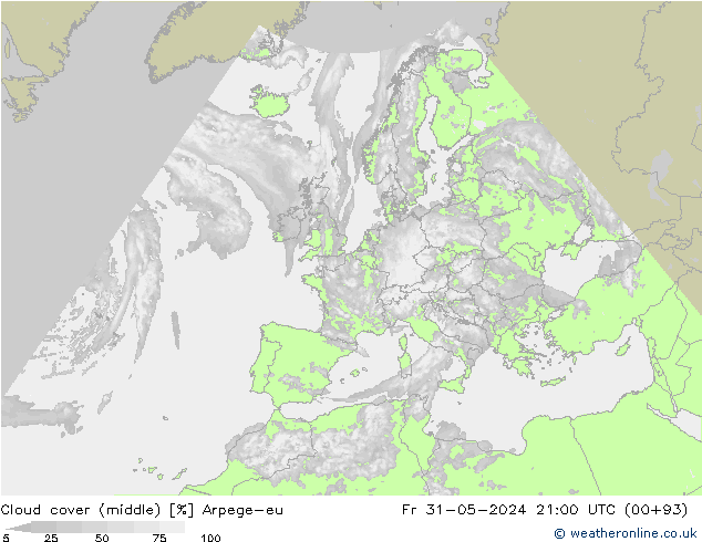 Nuages (moyen) Arpege-eu ven 31.05.2024 21 UTC