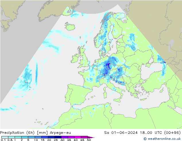 Yağış (6h) Arpege-eu Cts 01.06.2024 00 UTC