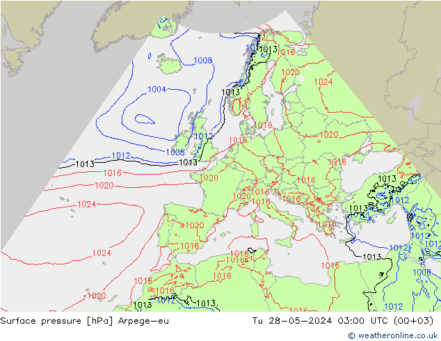 Pressione al suolo Arpege-eu mar 28.05.2024 03 UTC