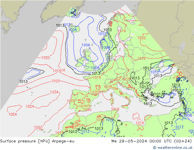 Luchtdruk (Grond) Arpege-eu wo 29.05.2024 00 UTC
