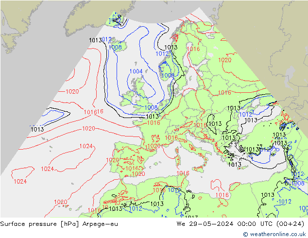 pression de l'air Arpege-eu mer 29.05.2024 00 UTC