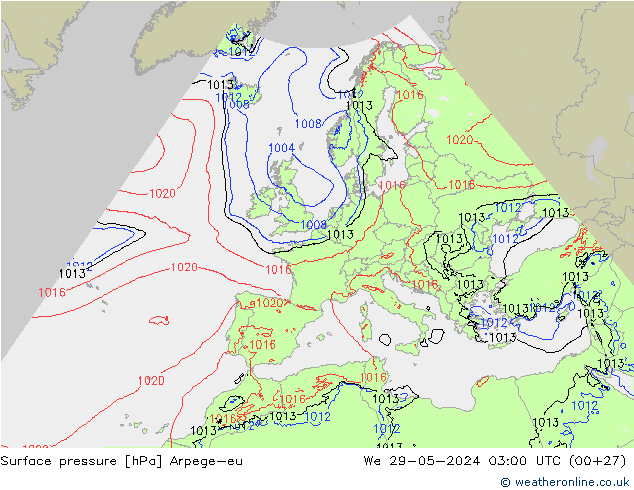 Surface pressure Arpege-eu We 29.05.2024 03 UTC