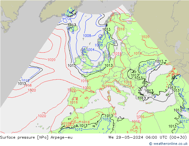 Surface pressure Arpege-eu We 29.05.2024 06 UTC