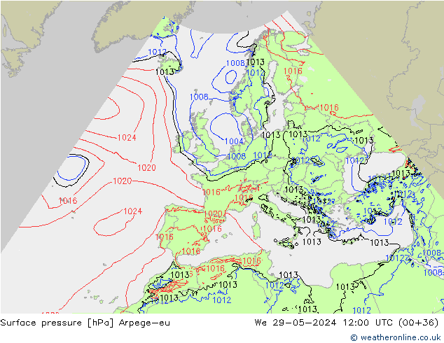 地面气压 Arpege-eu 星期三 29.05.2024 12 UTC