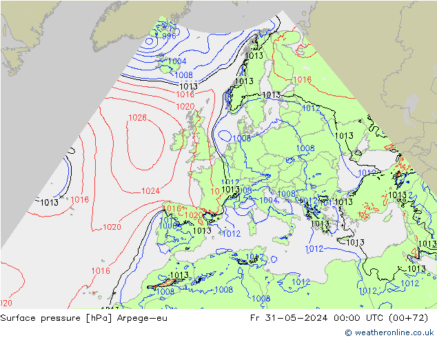 Surface pressure Arpege-eu Fr 31.05.2024 00 UTC