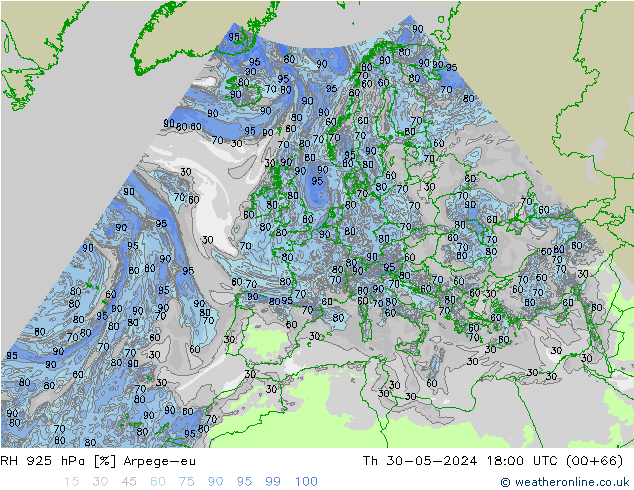 925 hPa Nispi Nem Arpege-eu Per 30.05.2024 18 UTC