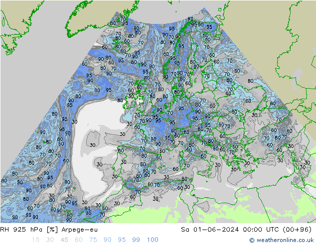 925 hPa Nispi Nem Arpege-eu Cts 01.06.2024 00 UTC