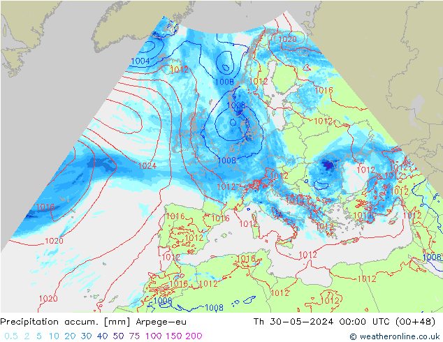 Toplam Yağış Arpege-eu Per 30.05.2024 00 UTC