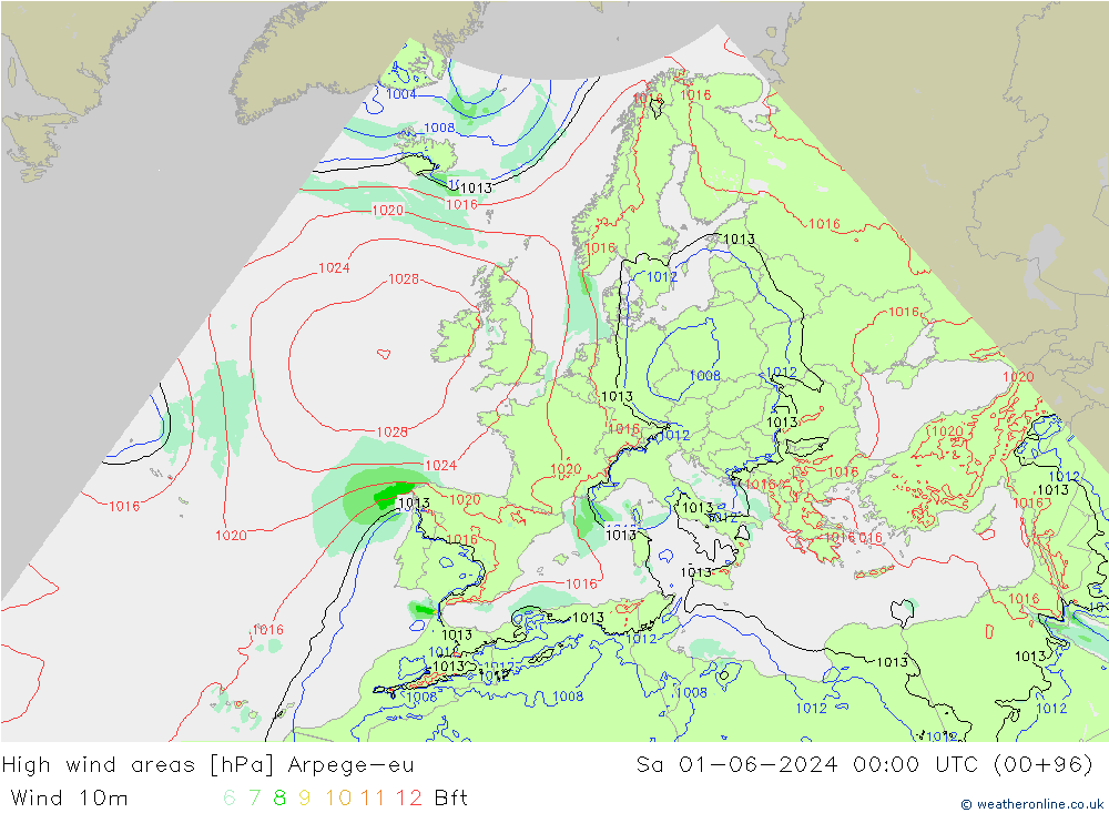 High wind areas Arpege-eu Sáb 01.06.2024 00 UTC