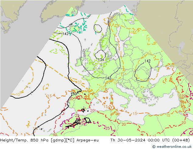 Height/Temp. 850 hPa Arpege-eu Qui 30.05.2024 00 UTC