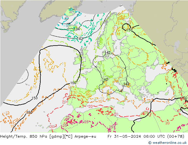 Height/Temp. 850 hPa Arpege-eu Fr 31.05.2024 06 UTC