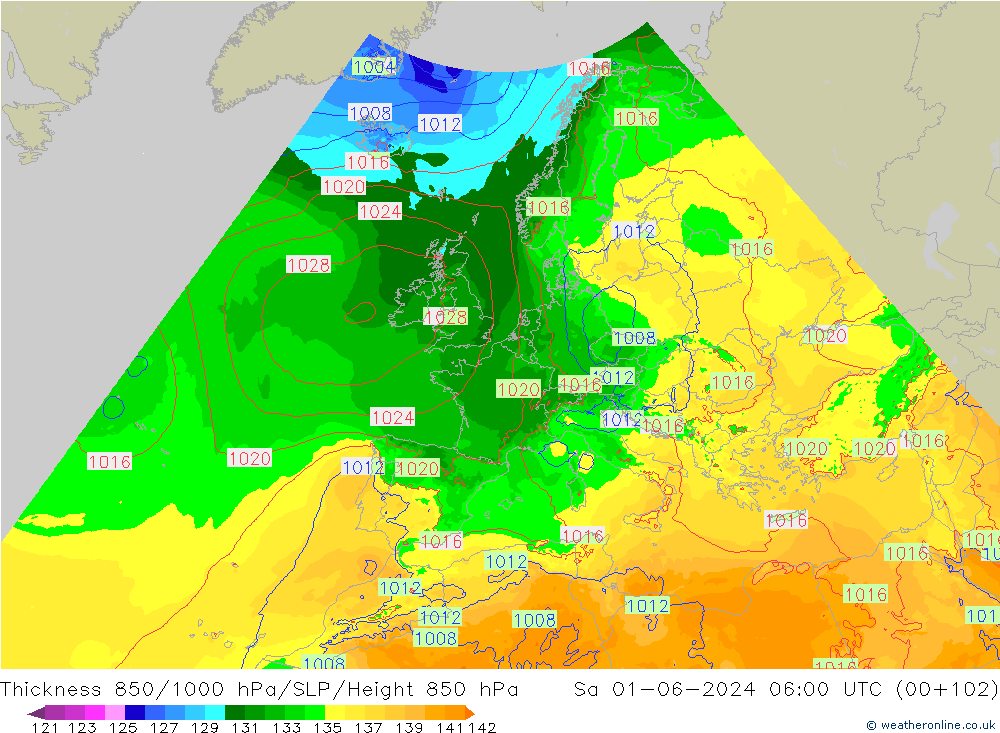 Thck 850-1000 hPa Arpege-eu Sáb 01.06.2024 06 UTC