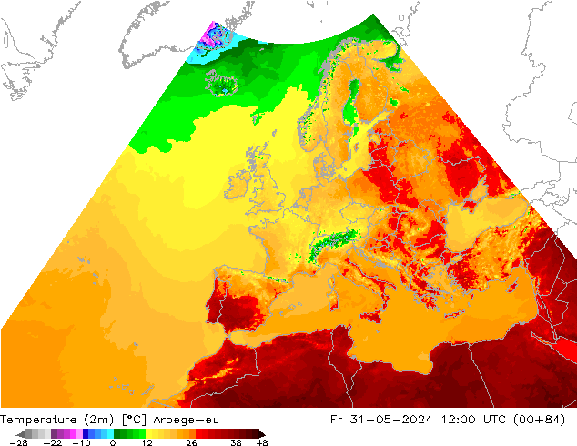 Temperature (2m) Arpege-eu Fr 31.05.2024 12 UTC