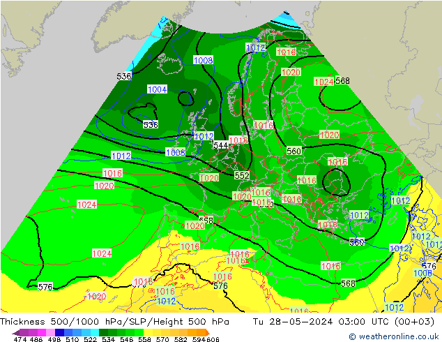 Dikte 500-1000hPa Arpege-eu di 28.05.2024 03 UTC