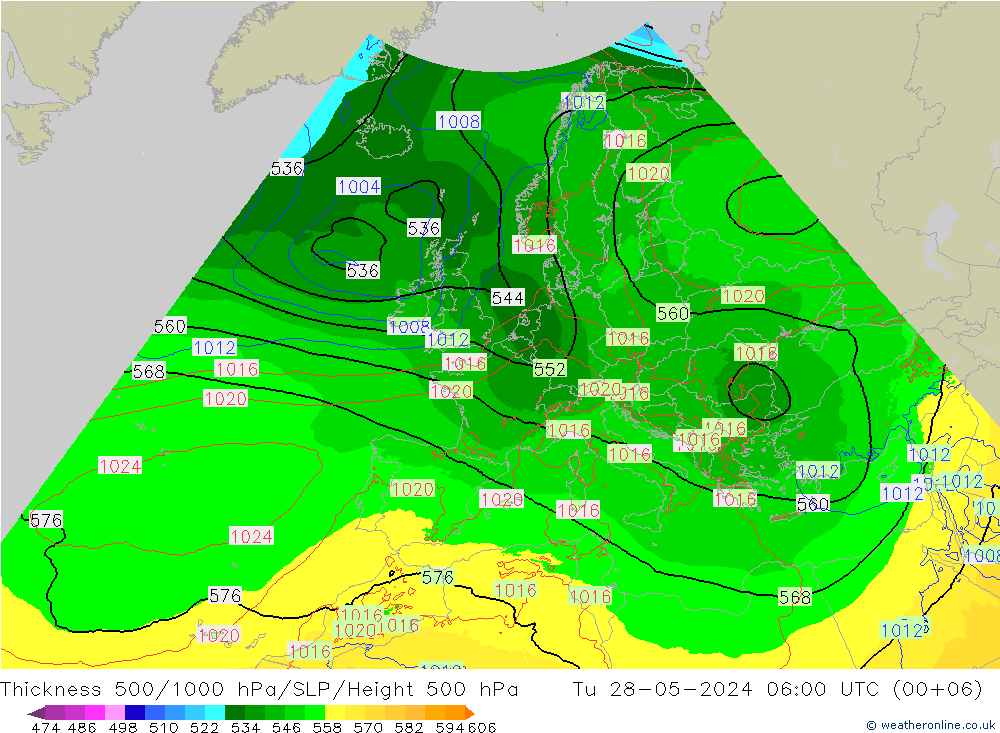 Thck 500-1000гПа Arpege-eu вт 28.05.2024 06 UTC