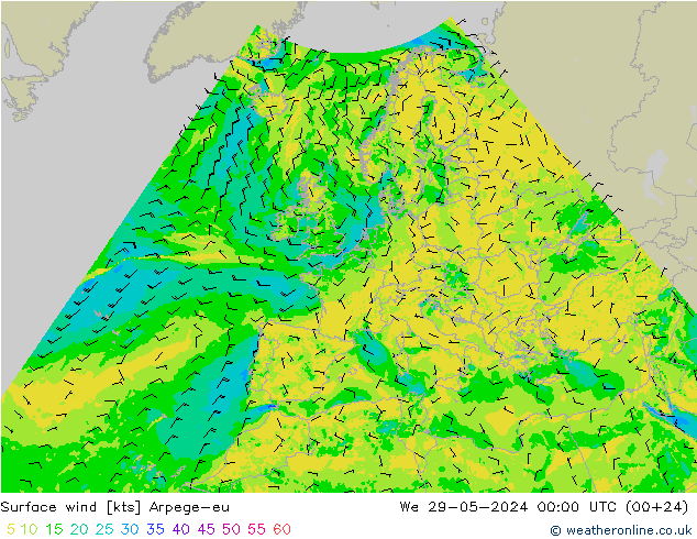 Wind 10 m Arpege-eu wo 29.05.2024 00 UTC