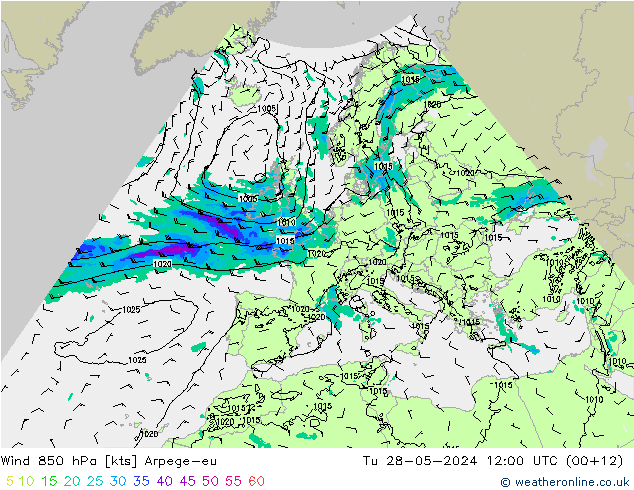 Wind 850 hPa Arpege-eu Di 28.05.2024 12 UTC