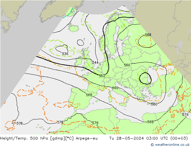 Height/Temp. 500 гПа Arpege-eu вт 28.05.2024 03 UTC