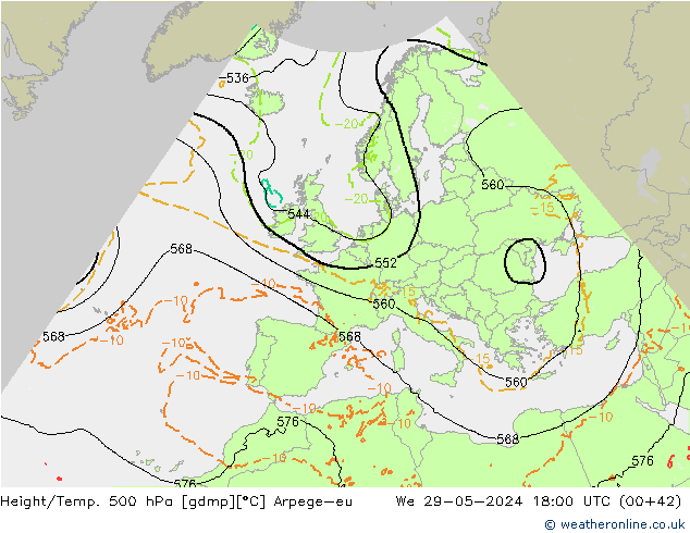 Height/Temp. 500 hPa Arpege-eu St 29.05.2024 18 UTC