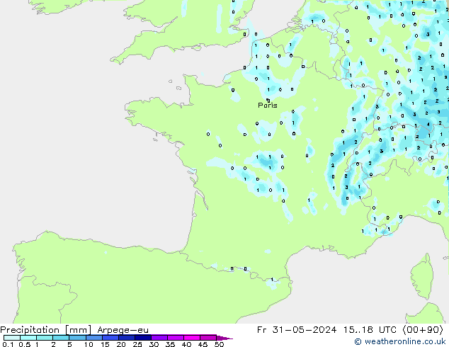 Niederschlag Arpege-eu Fr 31.05.2024 18 UTC