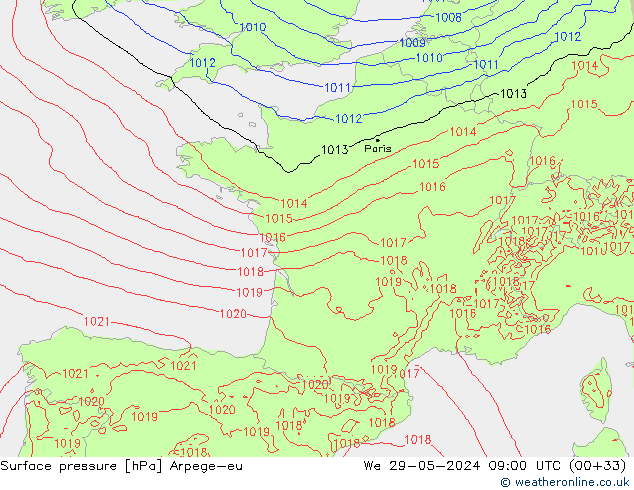 ciśnienie Arpege-eu śro. 29.05.2024 09 UTC