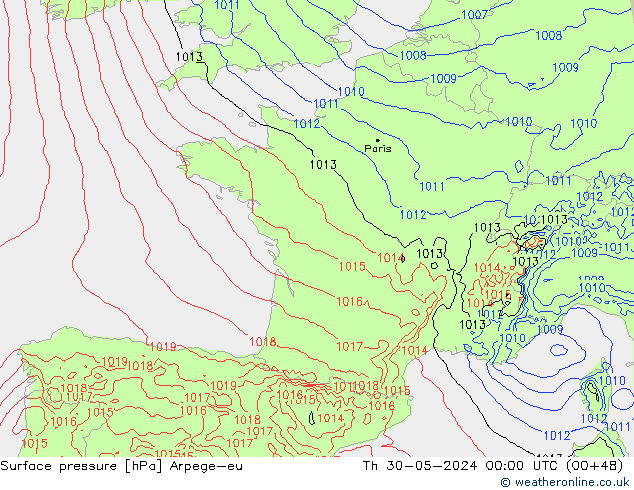 ciśnienie Arpege-eu czw. 30.05.2024 00 UTC