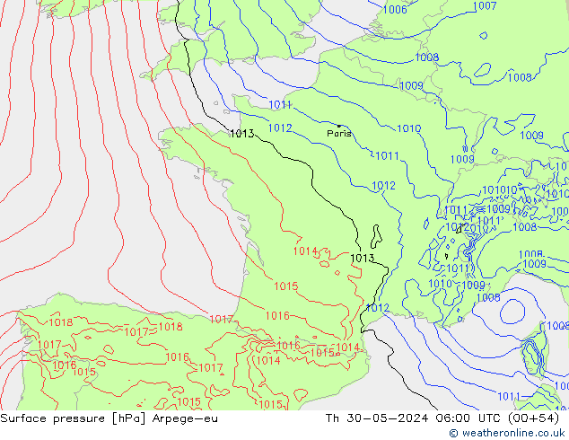 Luchtdruk (Grond) Arpege-eu do 30.05.2024 06 UTC