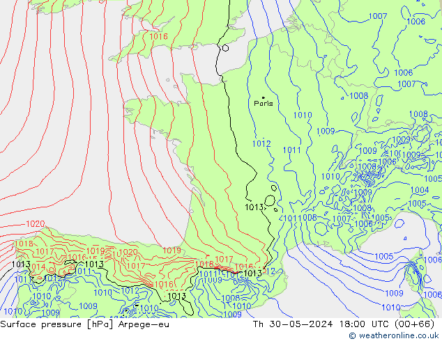 Luchtdruk (Grond) Arpege-eu do 30.05.2024 18 UTC