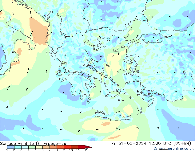  10 m (bft) Arpege-eu  31.05.2024 12 UTC