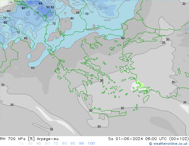 700 hPa Nispi Nem Arpege-eu Cts 01.06.2024 06 UTC