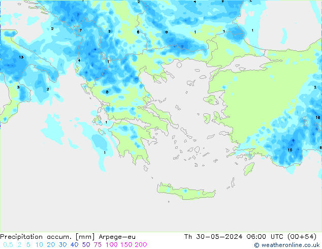 Precipitation accum. Arpege-eu  30.05.2024 06 UTC