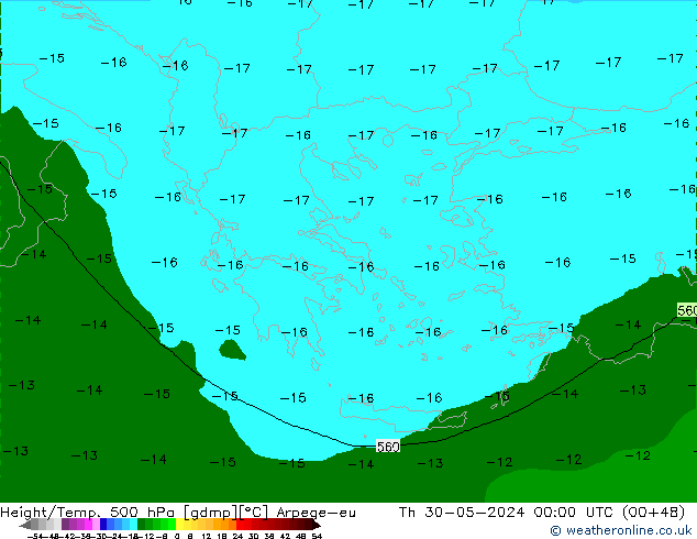 Yükseklik/Sıc. 500 hPa Arpege-eu Per 30.05.2024 00 UTC