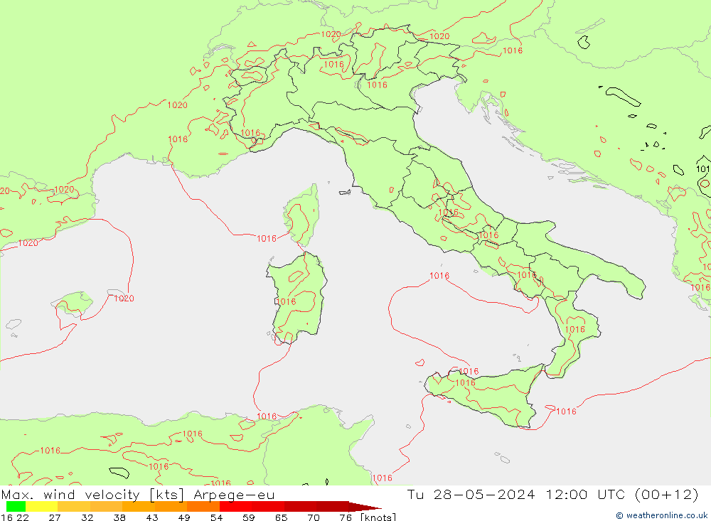 Max. wind velocity Arpege-eu Ter 28.05.2024 12 UTC