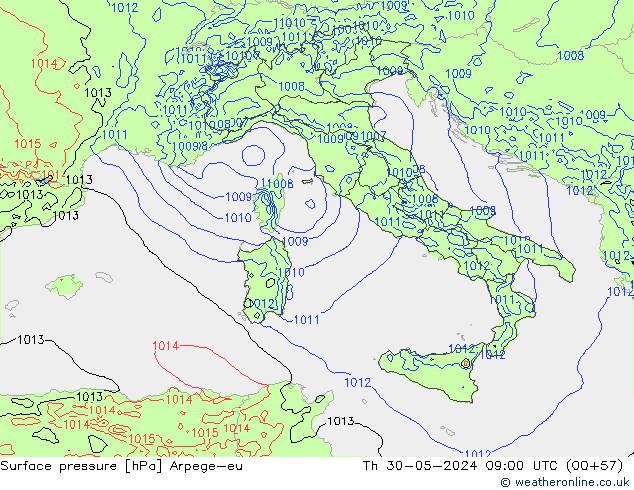 Surface pressure Arpege-eu Th 30.05.2024 09 UTC