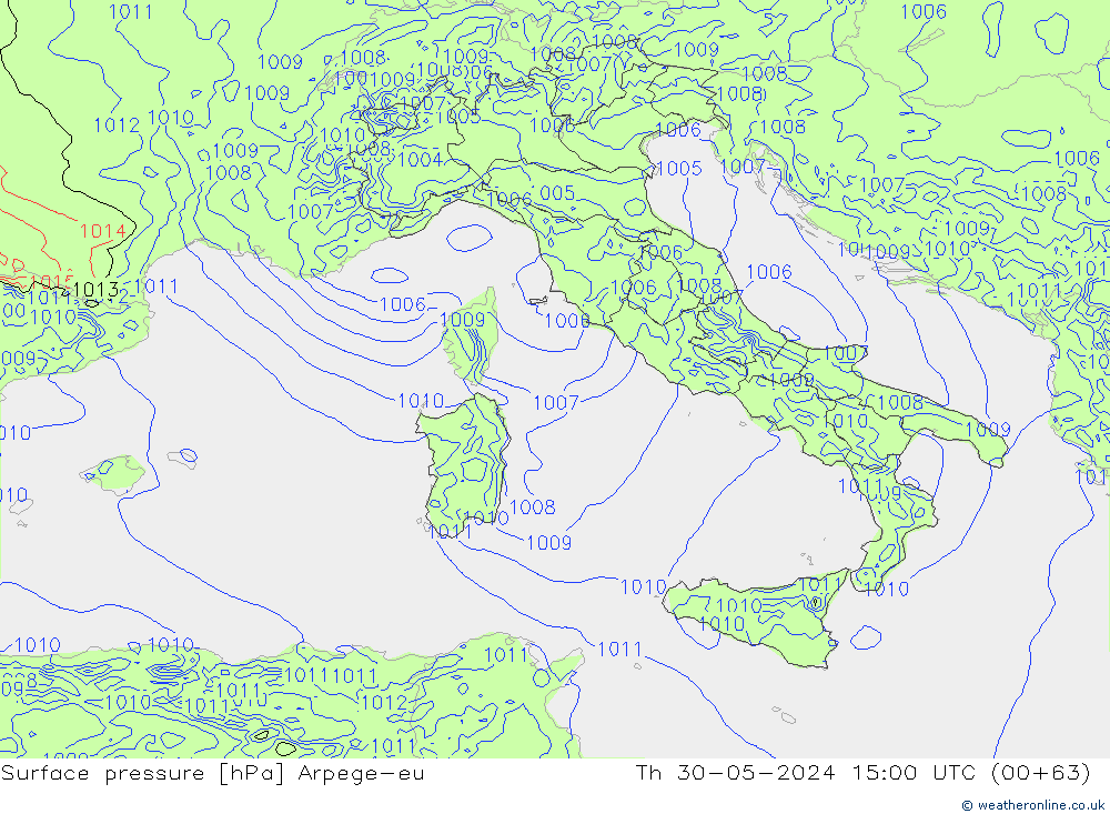 Bodendruck Arpege-eu Do 30.05.2024 15 UTC