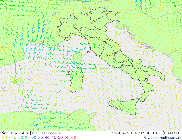 Viento 850 hPa Arpege-eu mar 28.05.2024 03 UTC