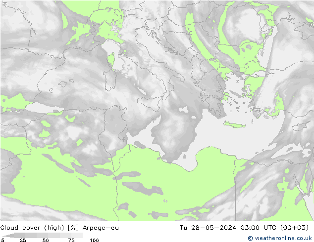 Bewolking (Hoog) Arpege-eu di 28.05.2024 03 UTC