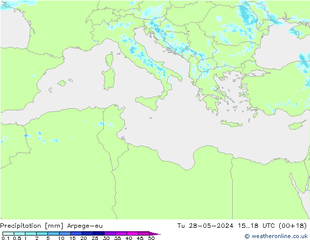 precipitação Arpege-eu Ter 28.05.2024 18 UTC