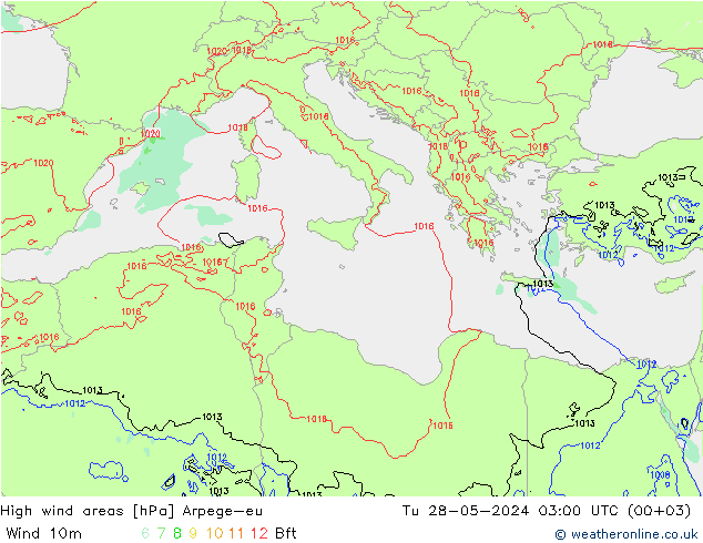 High wind areas Arpege-eu mar 28.05.2024 03 UTC