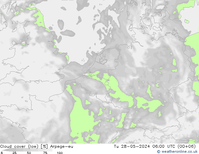 Bewolking (Laag) Arpege-eu di 28.05.2024 06 UTC